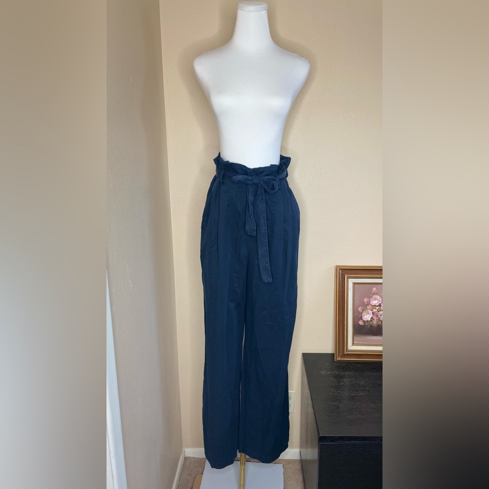 Vero Moda Navy Blue Wide Leg Paperbag Waist Pants